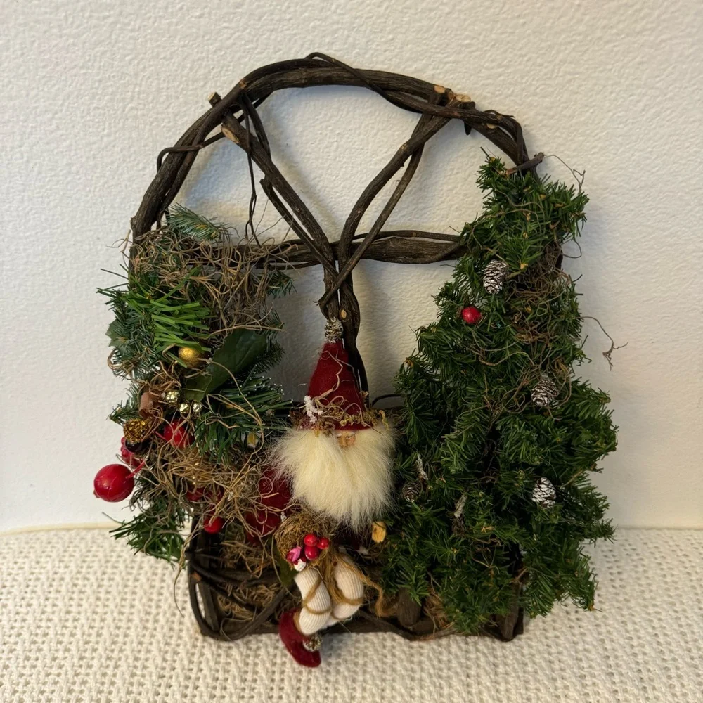 Vintage Festive Christmas Decoration – Greenery with Red Accents Holiday Décor